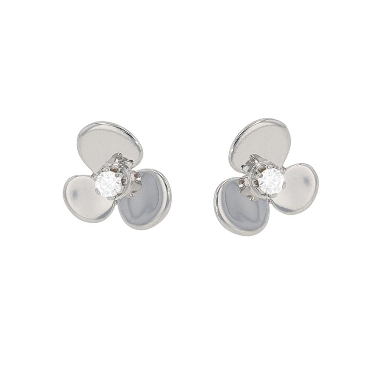 Boucles d'oreilles diamants 0.04 carat or blanc 1.61g Comme neuf -  reconditionné disponible sur Gemme Les Bijoux